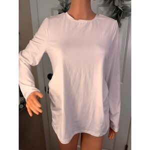 NEW Soly Hux white long sleeve ruched sides top shirt knit blouse Size L